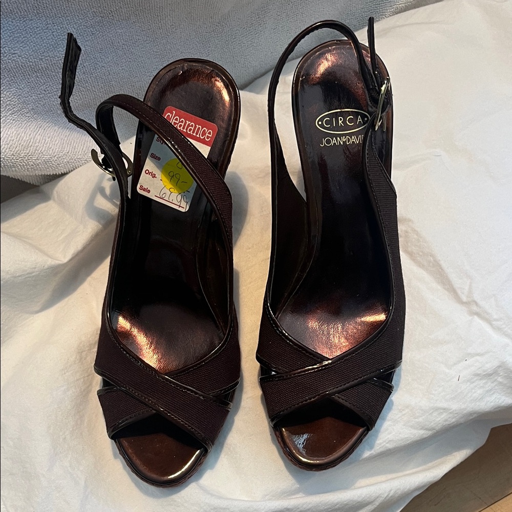 Joan & David Brown Peep-Toe Heels